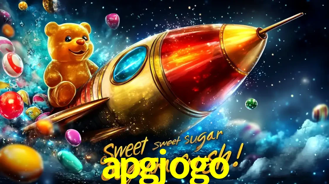 Arte promocional do jogo de slot Sugar Rush, com um urso de pelúcia em um foguete viajando pelo espaço de doces, um dos jogos divertidos disponíveis no cassino apgjogo.